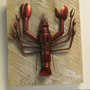 Lobsters- Lobster on Rough-Sawn Bleached Oak