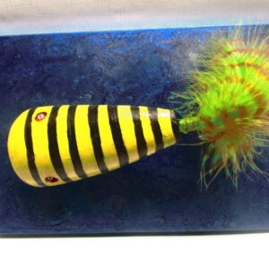 Striped popper on blue background